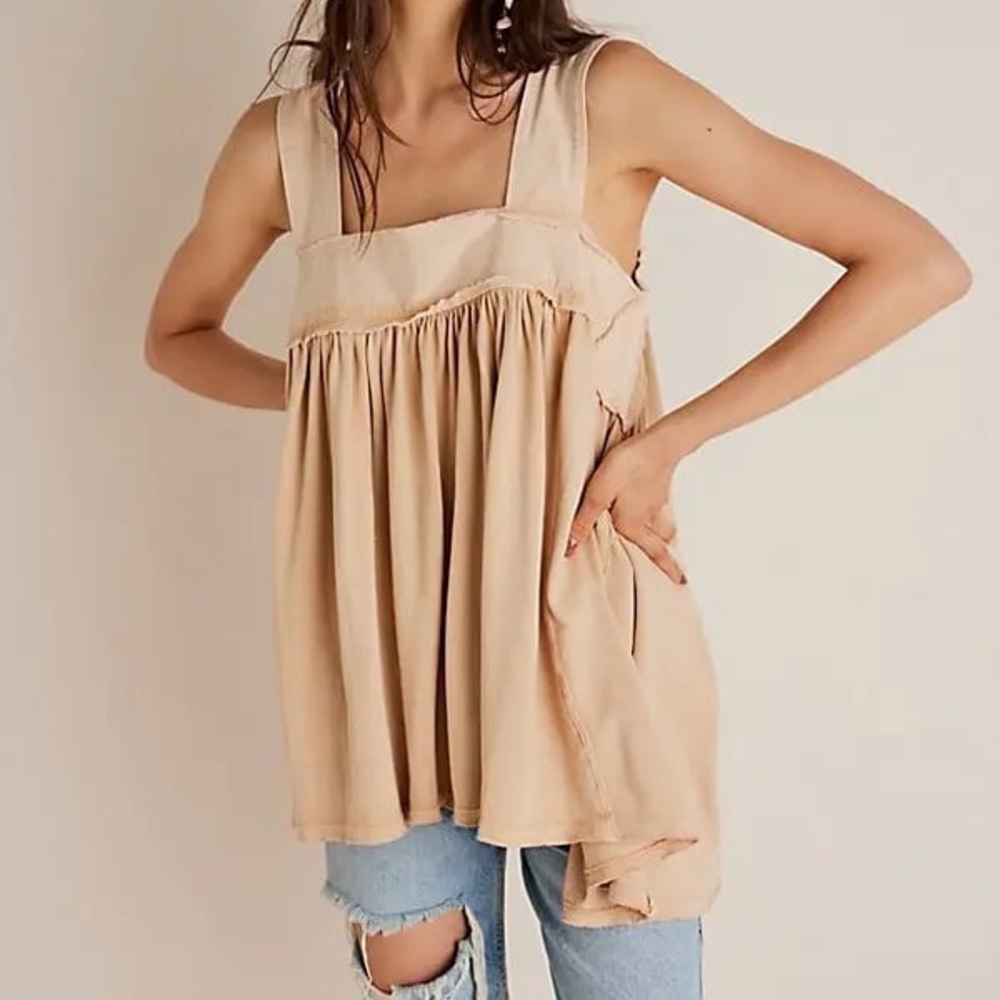 Women's Beige Sleeveless Free People Tunic